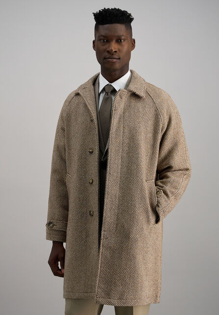 J.M. Haggar Herringbone Overcoat, Mocha