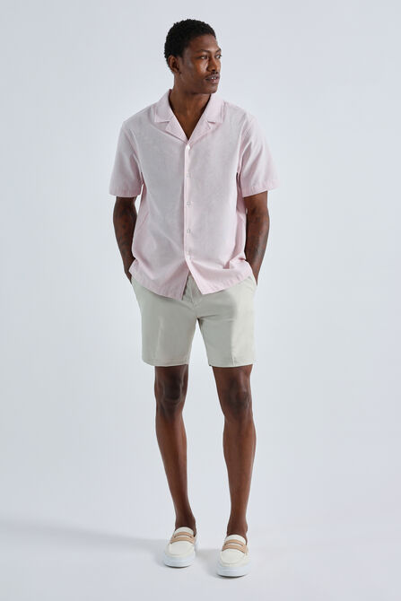 Short Sleeve Seersucker Camp Shirt, Pink view# 3