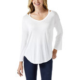 3/4 Sleeve Neck Detail Top, Cream view# 1