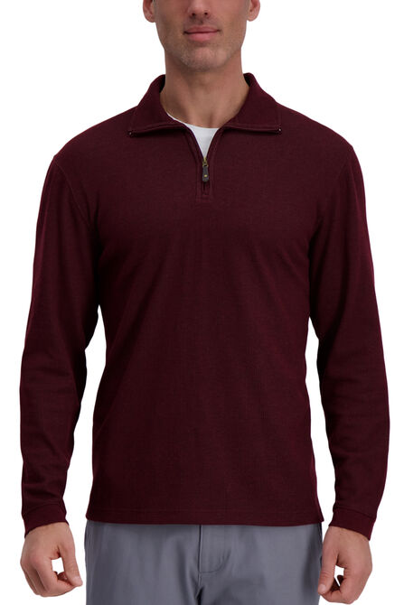 Quarter Zip Rib Knit Sweater,  Wine Heather view# 1