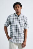 Short Sleeve Button-Down Linen Shirt, Dark Grey view# 1