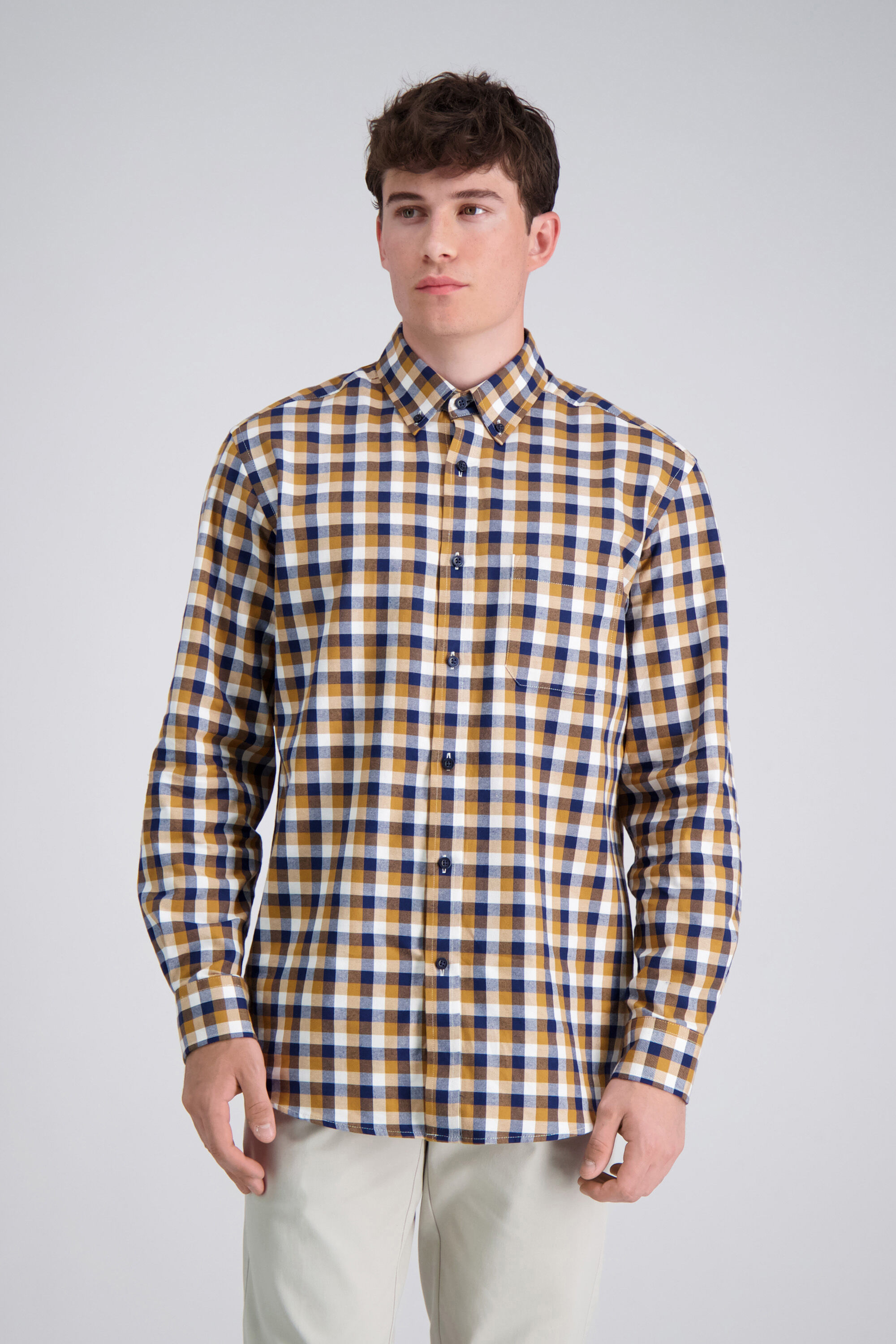 Brown Men s Casual Shirts Polos Button Up Men s Shirt Haggar
