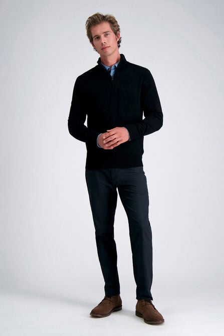 Long Sleeve Zip Sweater, Black view# 3