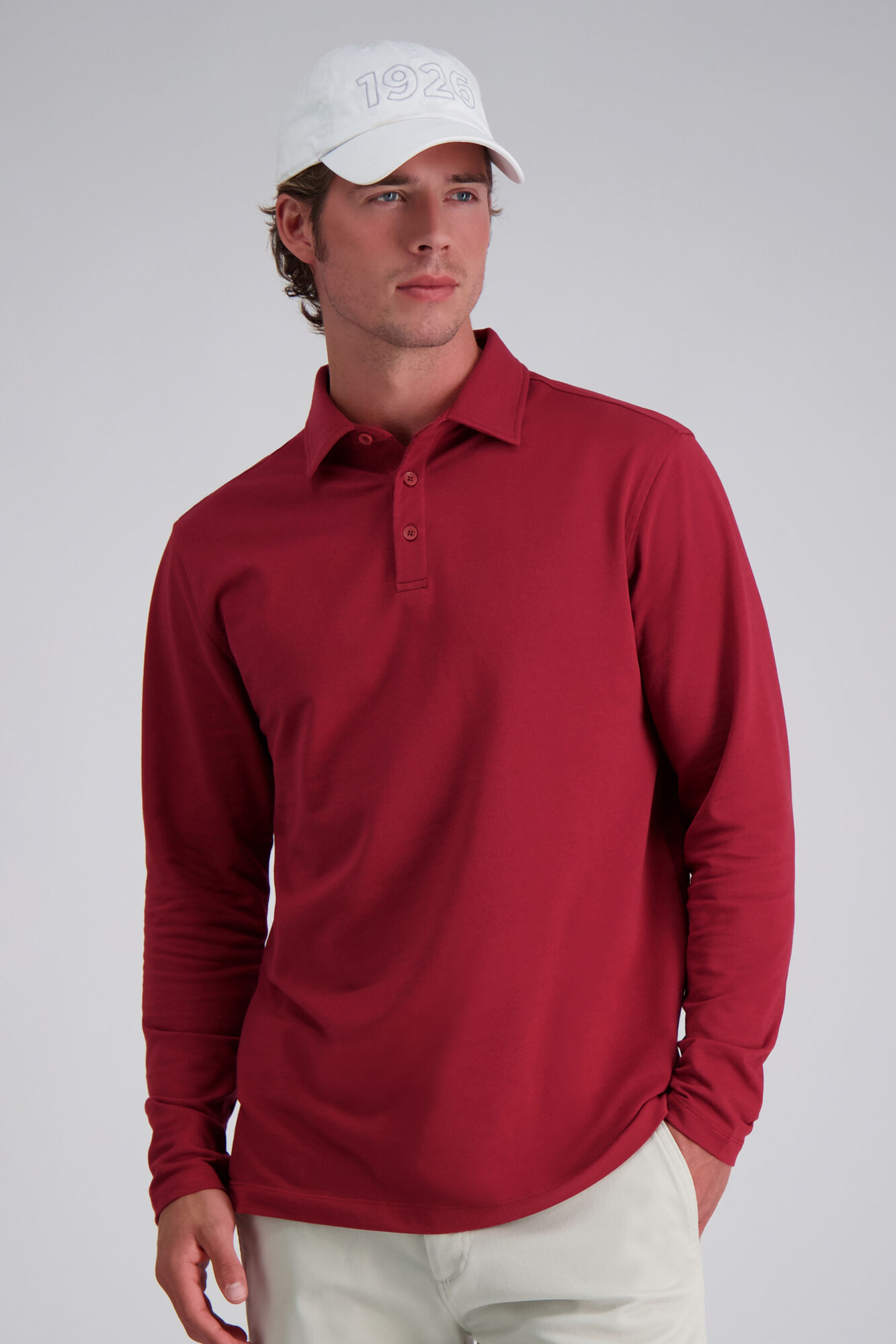 Haggar French Terry Polo Shirt Red (HK10123) photo