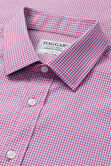 Premium Comfort Performance Cotton Dress Shirt - Red Check, Crimson view# 4