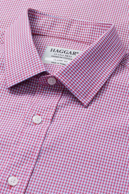 Premium Comfort Performance Cotton Dress Shirt - Red Check,  view# 4