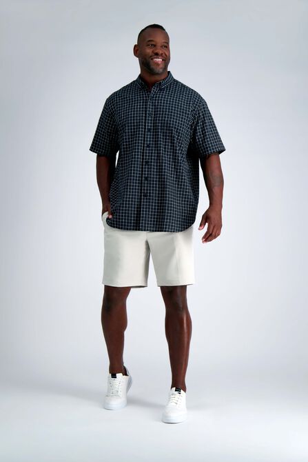 Big &amp; Tall Short Sleeve Button-Down Linen Shirt, Black view# 3