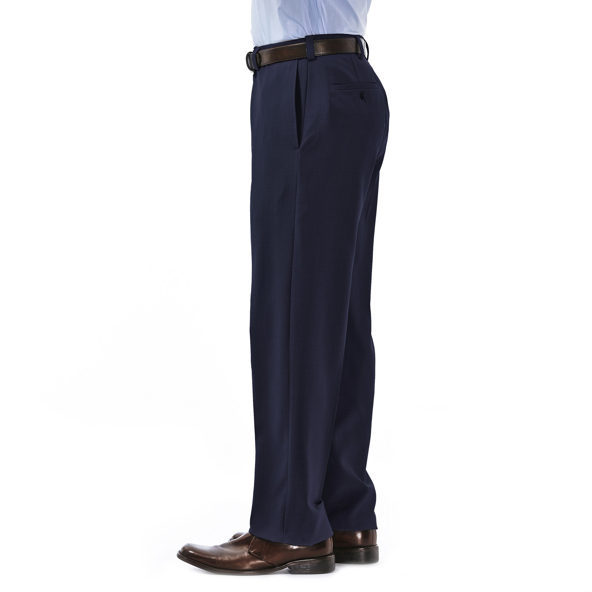 eCLo Stria Dress Pant Classic Fit Flat Front No Iron Haggar