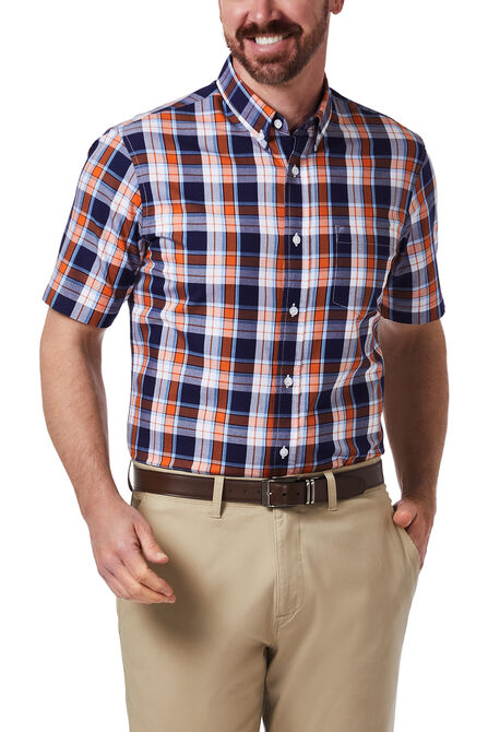 Plaid Button Down Shirt, Orange view# 1