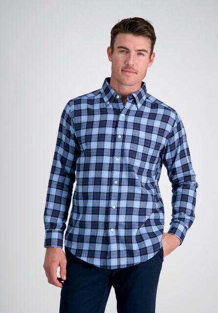 Windowpane Heather Plaid Shirt, DK DENIM