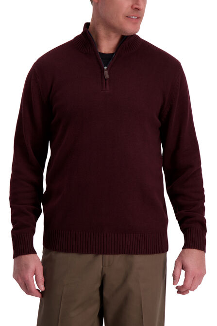 Contrast Neck Quarter Zip, Sangria view# 1