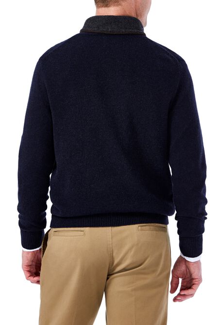 Contrast Shawl Collar with Toggle Sweater, Heather Navy view# 2