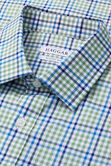 Premium Comfort Dress Shirt - White and Green Check, Olive view# 4