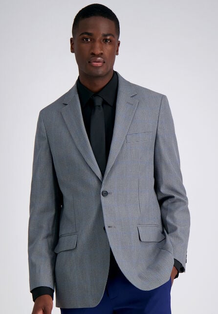 J.M. Haggar Houndstooth Windowpane Sport Coat, Med Grey