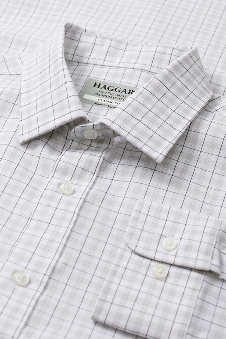 Premium Comfort Performance Cotton Dress Shirt - Grey Plaid,  view# 5