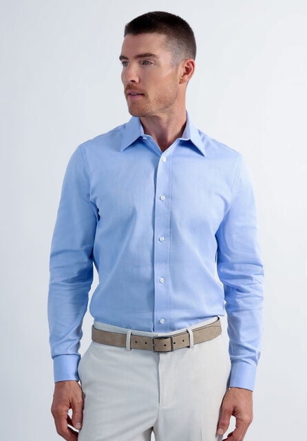 Premium Comfort Dress Shirt - Blue Herringbone , Blue