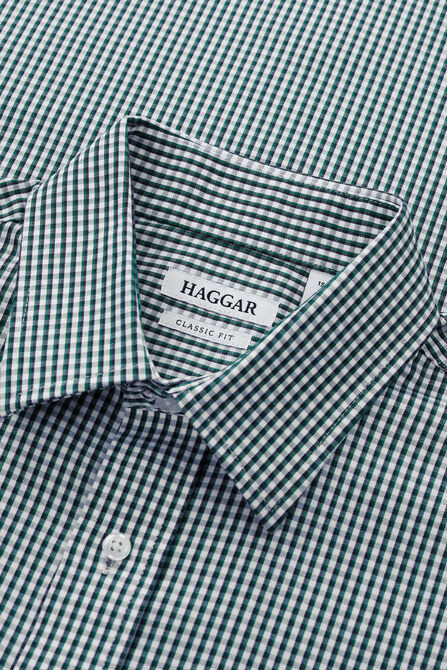 Premium Comfort Dress Shirt - Dark Green Plaid,  view# 5