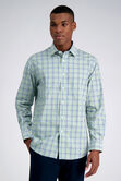 Premium Comfort Dress Shirt - White and Green Check, Olive view# 1