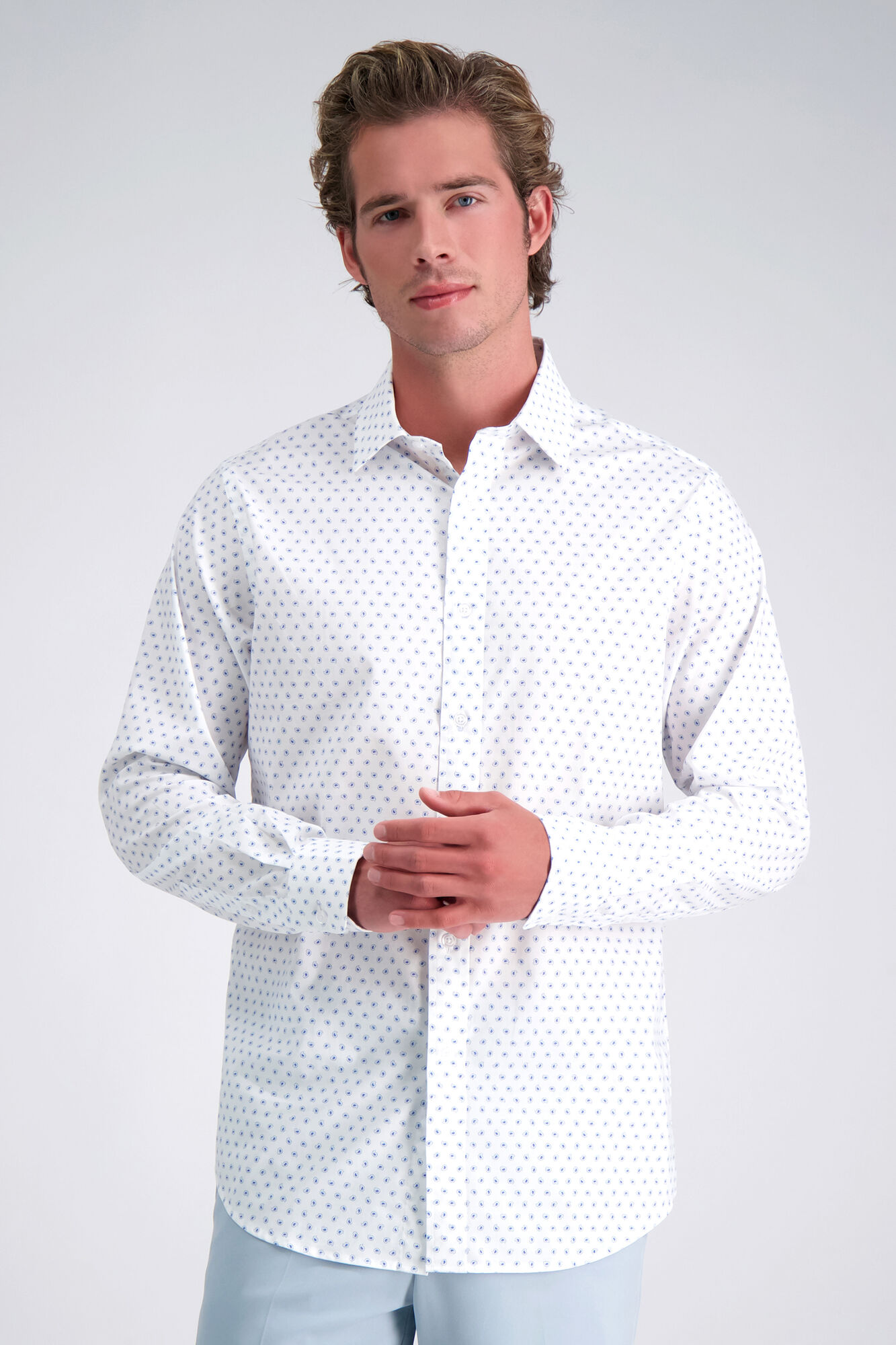 Haggar Premium Comfort Dress Shirt -  White & Blue White (HAG029HE626 Clothing Shirts & Tops) photo