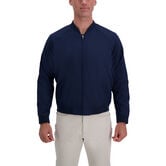 Stretch Gabardine Solid Full-Zip Bomber Jacket, Navy view# 1