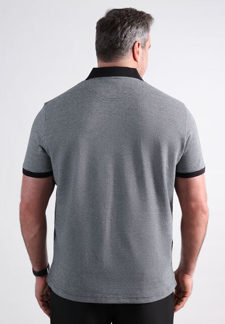 Big &amp; Tall Premium Comfort Quarter Zip Houndstooth Polo, Black