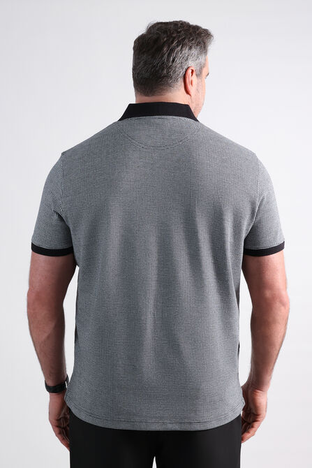 Big &amp; Tall Premium Comfort Quarter Zip Houndstooth Polo, Black view# 2