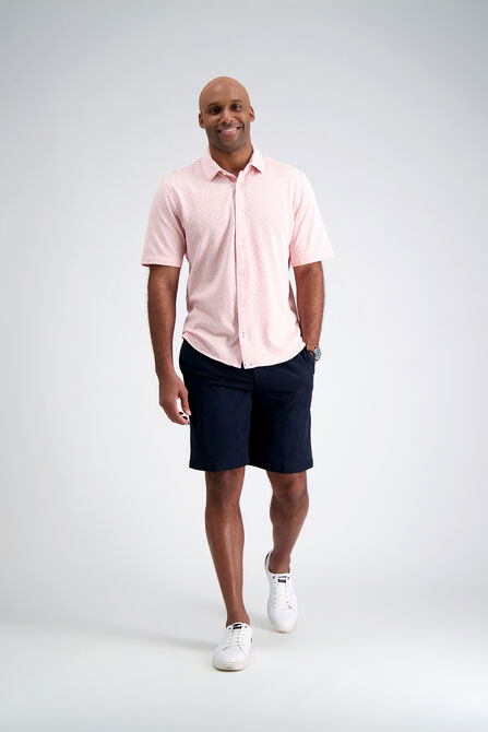 Pique Button Down Shirt - Geo Ditsy, Pink view# 4