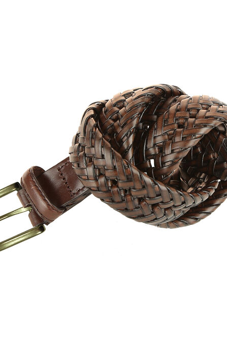 Leather Braid Belt, Brown view# 1