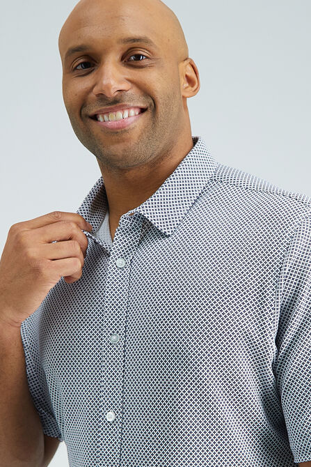 Diamond Pique Button Down Shirt, Black view# 3