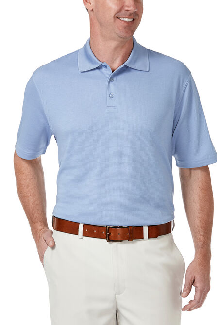 Solid Waffle Polo, Aqua Sky view# 5