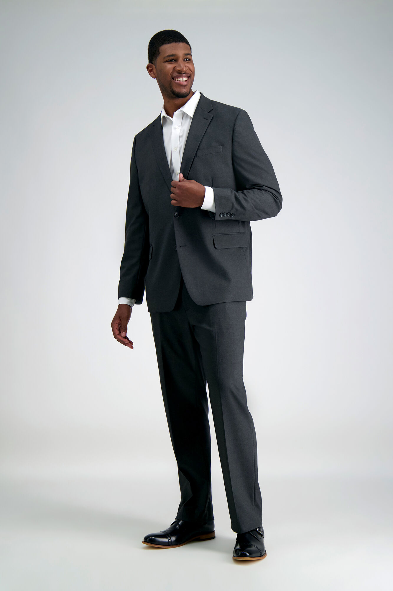 Big & Tall J.M. Haggar Premium Stretch Suit Jacket Dark Heather Grey (HZ90182 Clothing Suits) photo