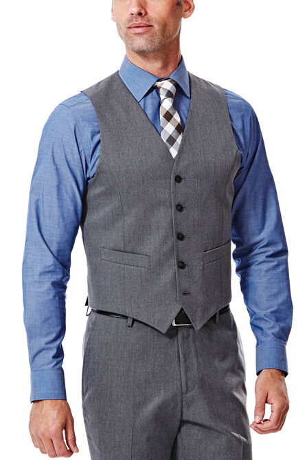 Heather Gabardine Suit Vest, Dark Grey view# 1