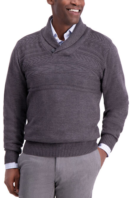 Texture Shawl Collar Sweater, Iron Htr view# 1