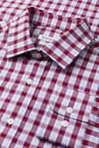 Premium Comfort Dress Shirt - White and Red Plaid, Navy view# 5