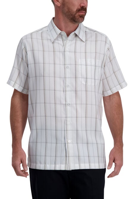 White Plaid Microfiber Shirt, White view# 1