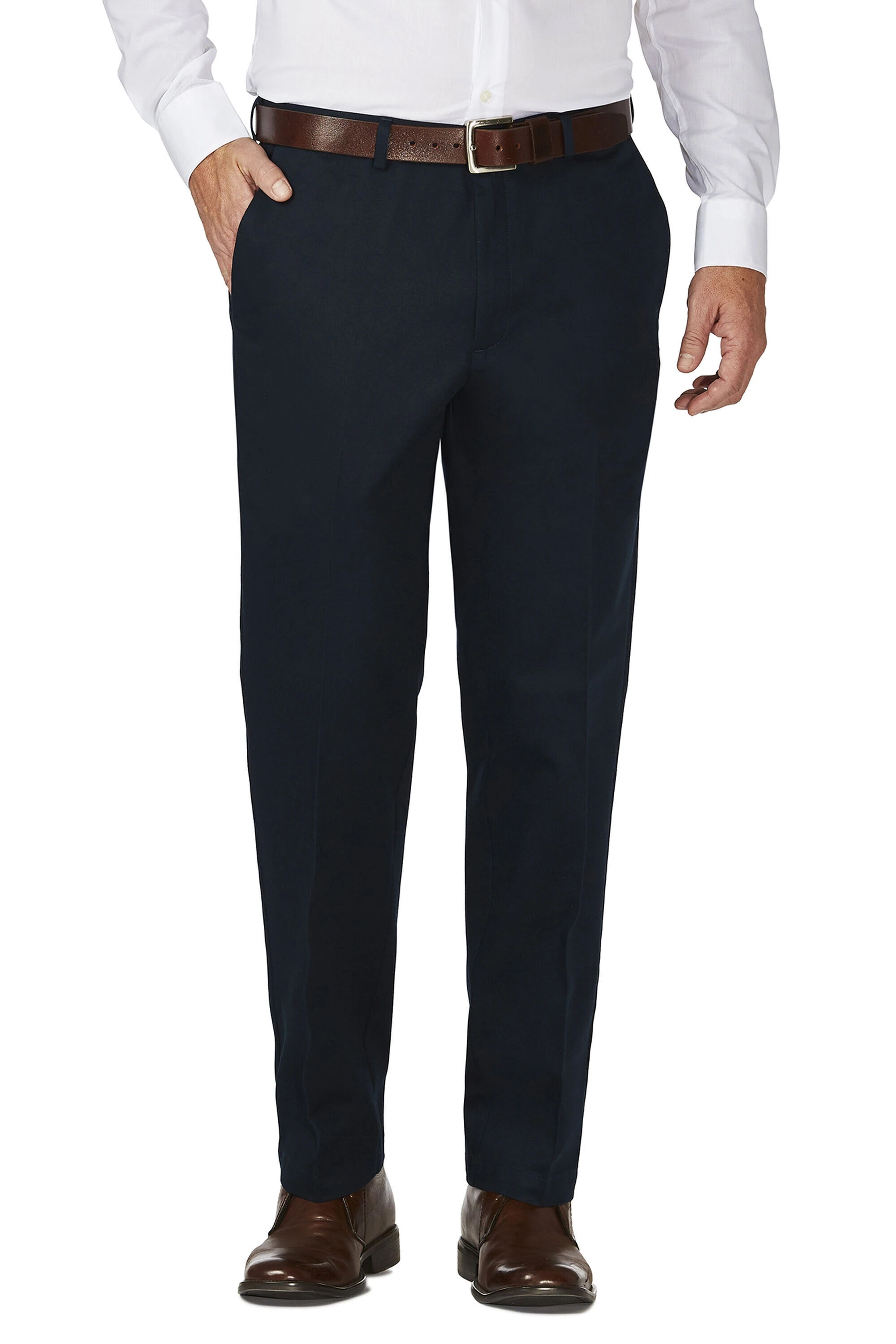 DARK KHAKI PLEAT FRONT PANTS | Hickman & Bousfield