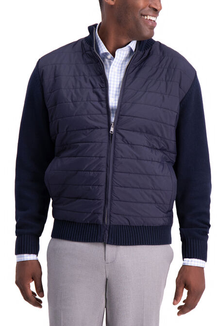 Quilted Nylon Sweater, Navy view# 1
