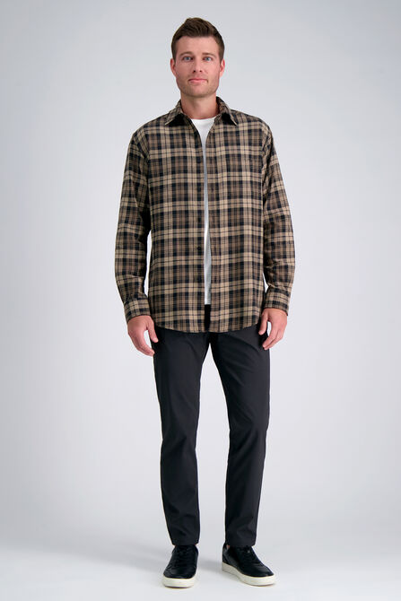 Long Sleeve Flannel Plaid Shirt, Mocha view# 3