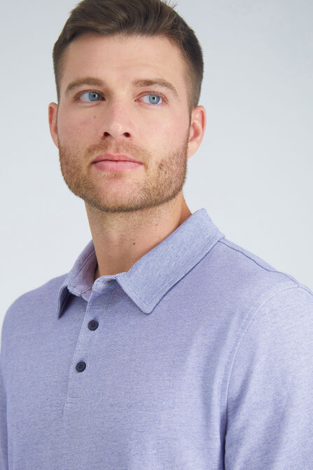 Long Sleeve 2-Color Pique Polo, BLUE view# 5