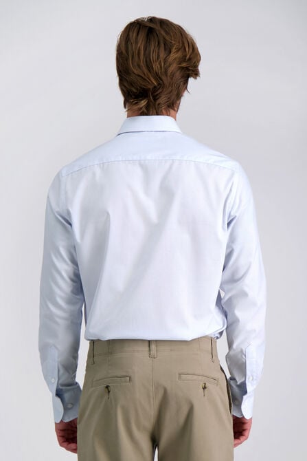 Premium Comfort Performance Cotton Dress Shirt - White &amp; Blue Stripe, Oatmeal view# 2