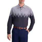 Arglye Chest Stripe Long Sleeve Knit Polo, Black / Charcoal view# 1