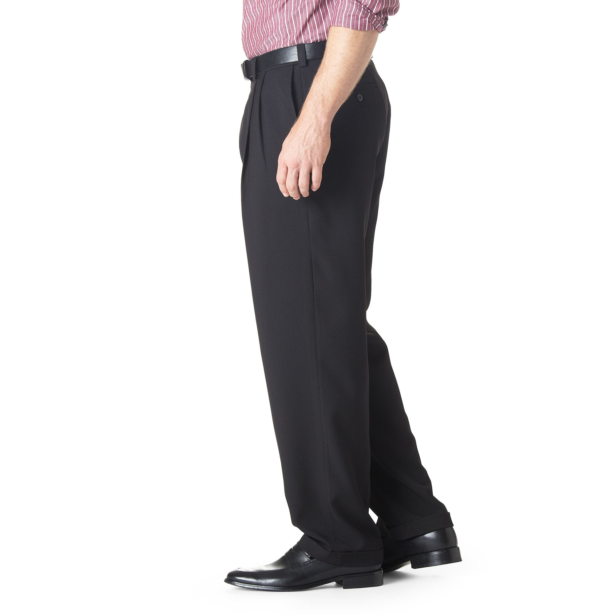 eCLo Stria Dress Pant Classic Fit Pleat Front No Iron Haggar