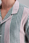 Short Sleeve Linen Stripe Camp Shirt, Pink view# 2