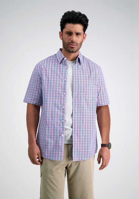 Woven Button Down Shirt - Multi Gingham, Pink