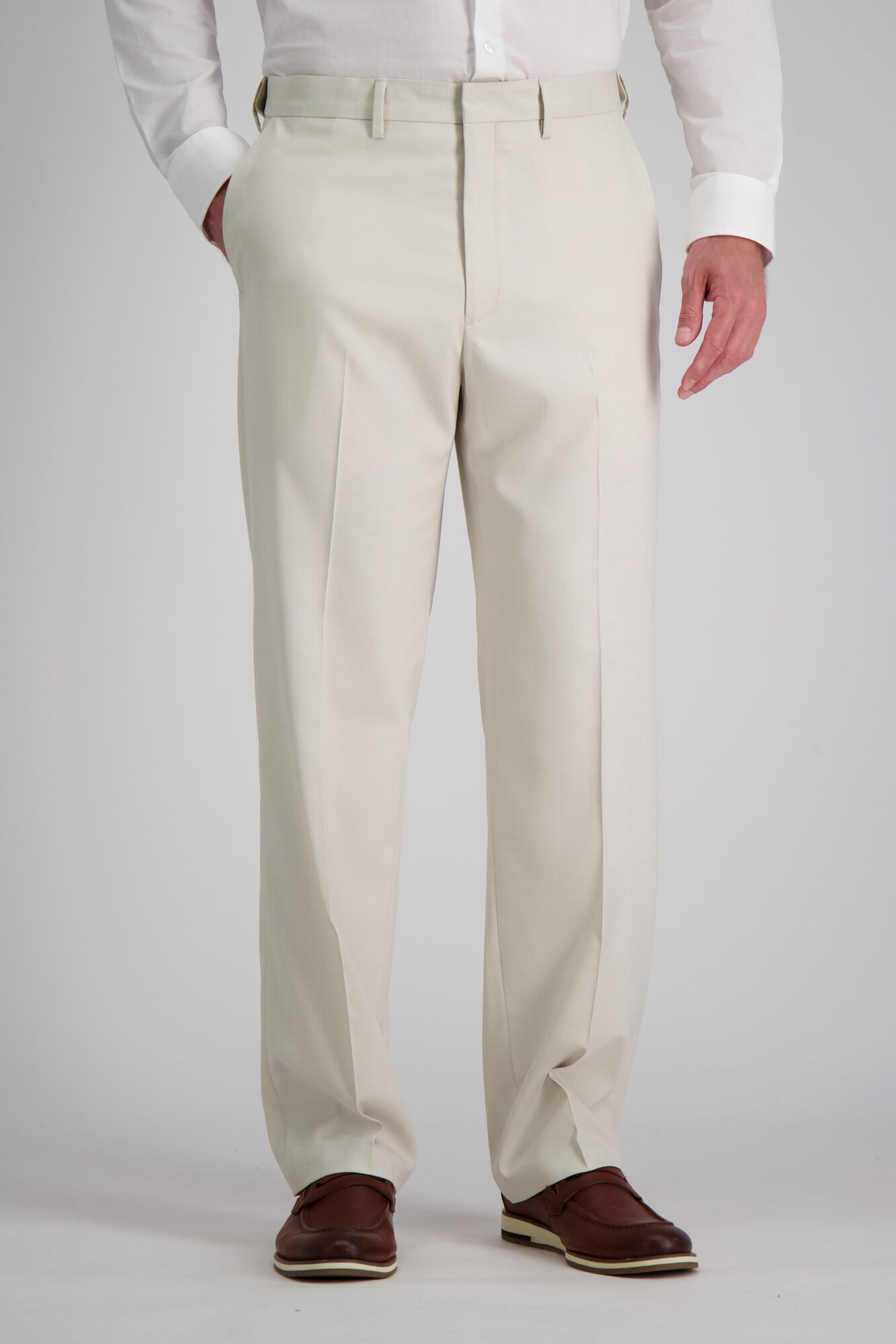 J.M. Haggar Premium Stretch Suit Pant - Flat Front Natural (HY00182 Clothing Pants) photo