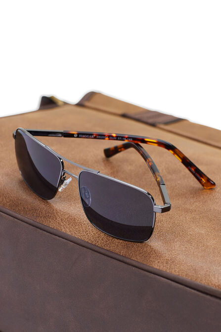 Square Double Bridge Sunglasses, Graphite view# 5