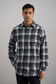 Long Sleeve Flannel Plaid Shirt, Charcoal view# 1