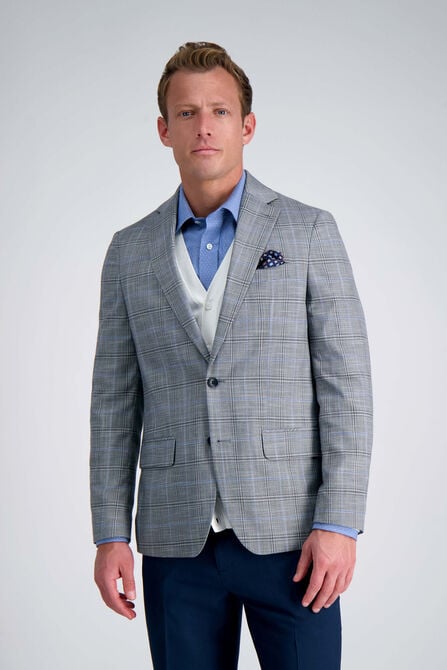 J.M. Haggar Large Plaid Windowpane Sport Coat, GREY SLATE view# 1