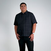 Big &amp; Tall Microfiber Plaid Shirt, Black view# 1