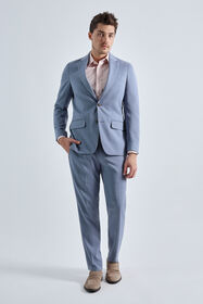 Smart Wash&reg; Tonal Plaid Suit Jacket, Chambray, hi-res